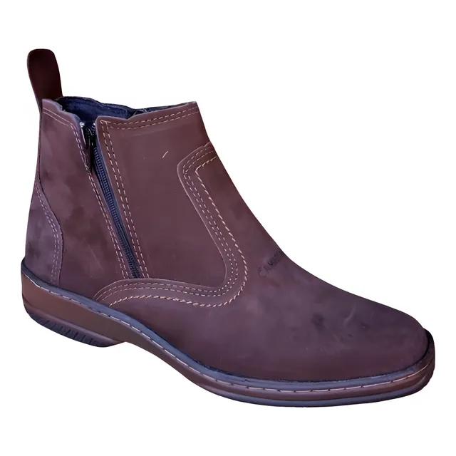 Botina Com Ziper Cor Marrom Bota Estilo Casual Jovem Duravel