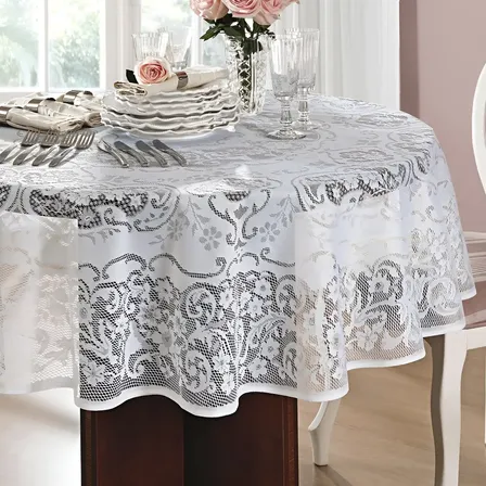 Toalha de Mesa Redonda Renda Lepper 1,60m 4 Lugares Branco