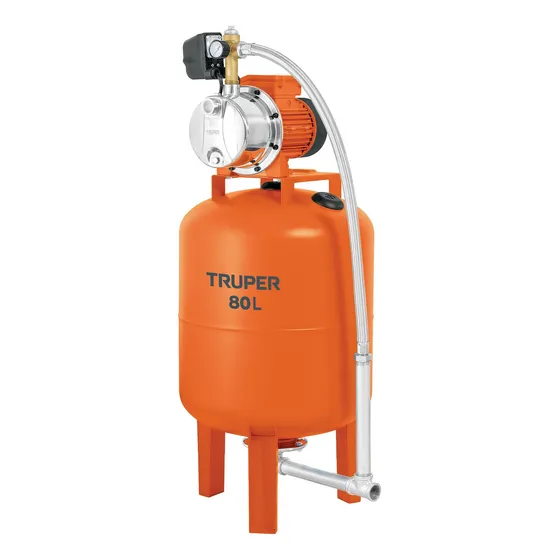 Equipo Hidroneumático 80l, Bomba Jet Inox. 1 Hp, Truper