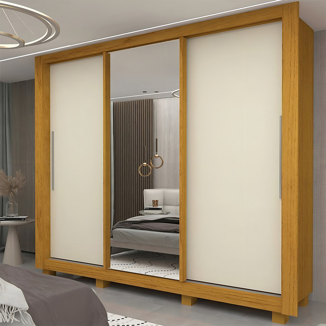 Guarda-roupa Casal 3 Portas 1 Porta Espelhada Com Pés Cgwt