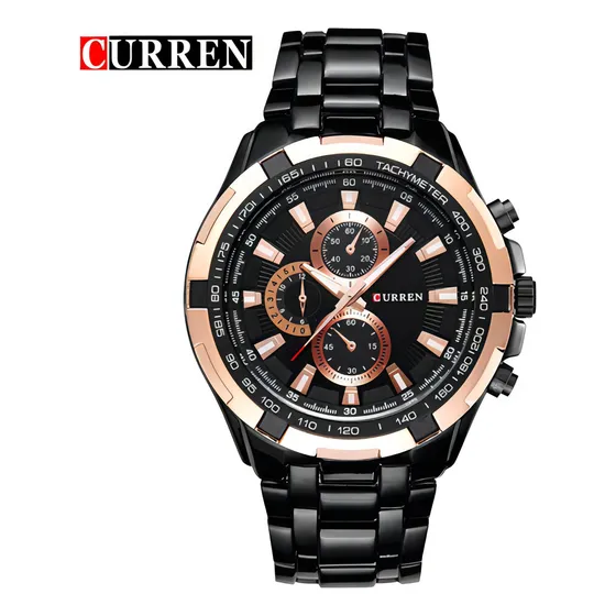 Elegante Reloj Curren 8023 De Caballero Color de la correa Negro Color del fondo Negro