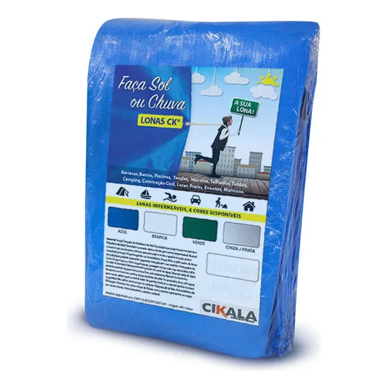 Lona Azul Ck300 Micras Cobertura Multiuso Telhado 7x6 Mts