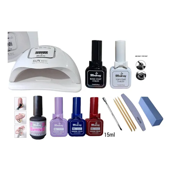 Kit Esmaltes, Semipermanente Lampara Uv Base Top  Removedor 