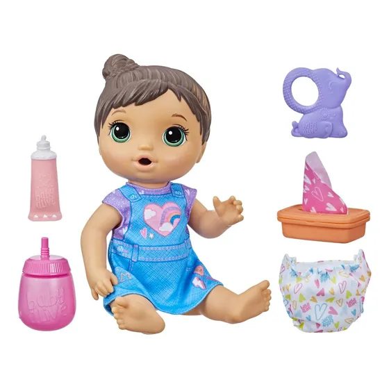 Muñeca Baby Alive Bebé Cambio De Pañal de Pelo Castaño +3 años