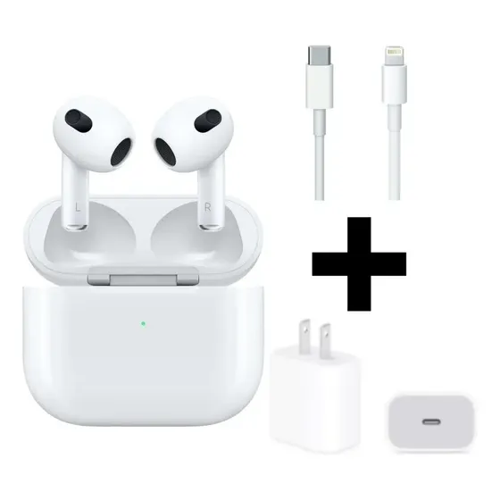 Audífonos Oem 3ra Generación Con Cargador Completo Tipo C Color Blanco Color de la luz Verde claro