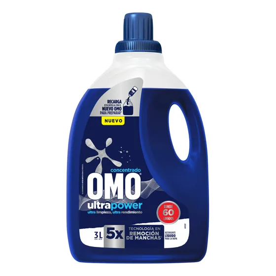 Botella Detergente Líquido Ultra Power 3lt Omo
