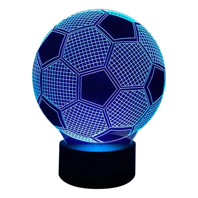 Lámpara 3d Usb Futbol Balon Base Negra