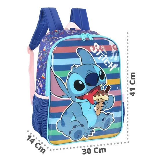 Mochila De Costa Stitch Disney Escolar Infantil Luxcel Cor Azul