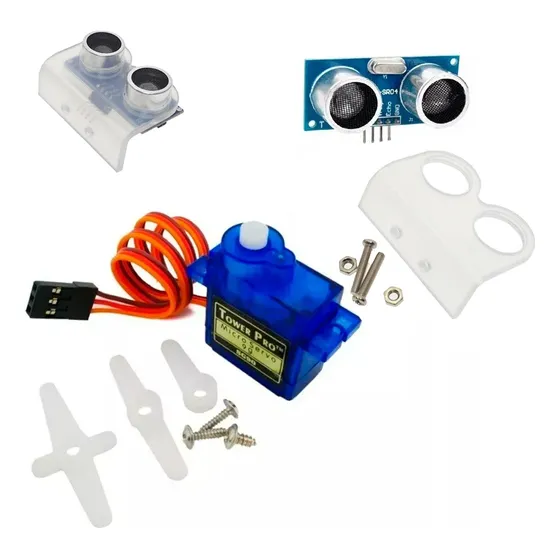 Servomotor Sg90 1.6kg + Sensor Ultrasonico Hc-sr04 + Soporte