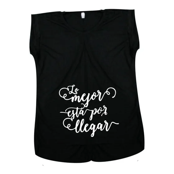 Remera Embarazada Negra Frases Mamá - Madre