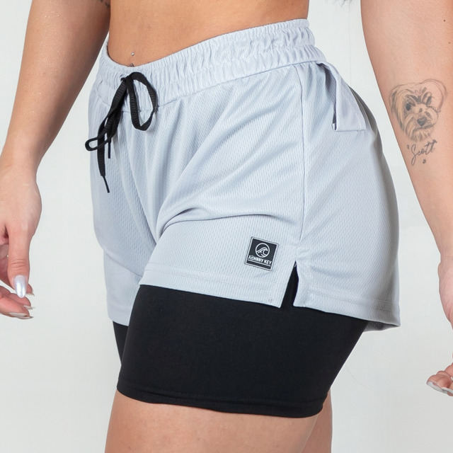 Shorts 2 Em 1 Feminino Academia Duplo Bolso Interno Corrida