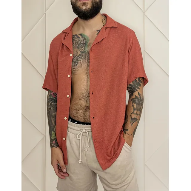Camisa Hombre Estampada Viajes Playa Relax Fresca Hawaiana