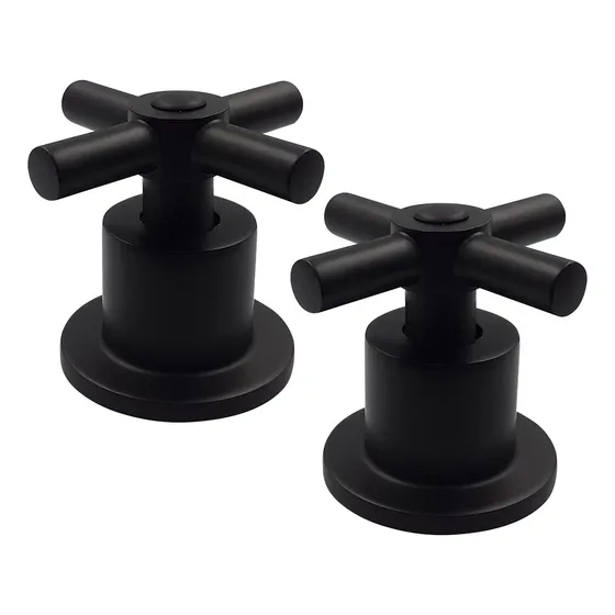 Juego Manerales Cruz Negro Mate Con Chapeton 12 Estrias Rugo