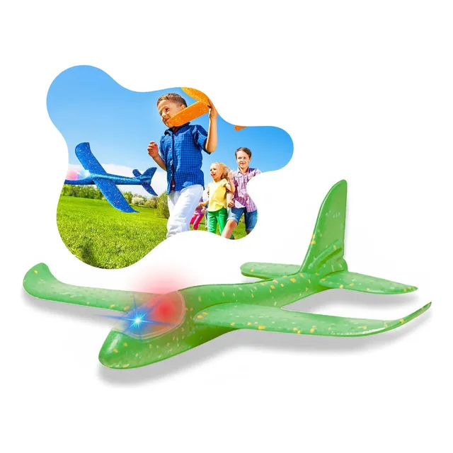 Avião De Isopor Planador Manual Voa Com Luz
