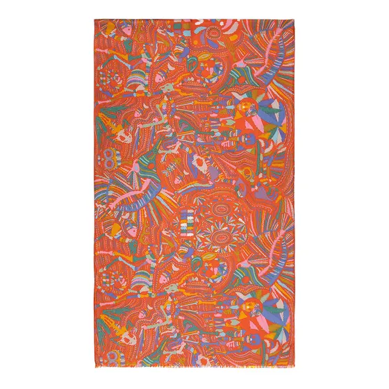 Chalina De Seda Pineda Covalin Diseño Viaje Al Mictlán Color Naranja