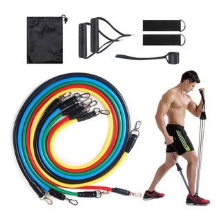 Kit Elastico Extensor 11 Peças P/ Treino Funcional Academia Kit Elastico Extensor 11 Peças P/ Treino Funcional Academia