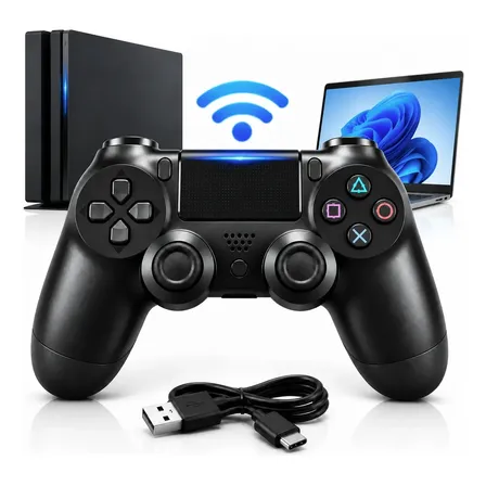 Controle Gamer Sem Fio Compatível Pc Ps4 Bluetooth Joystick Preto