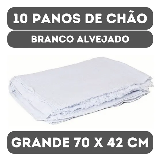 Pano De Chão Grande Branco 70x40cm Kit Com 10 Saco Duplo Ec