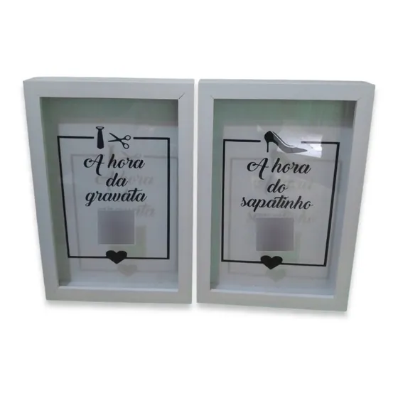 Kit 2 Quadros Cofre Sapatinho E Gravata Com Qr Code