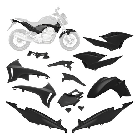 Kit Carenagem 7 Peças Pro Tork Moto Cb 300 2010 Até 2012 Kit Carenagem 7 Peças Pro Tork Moto Cb 300 2010 Até 2012