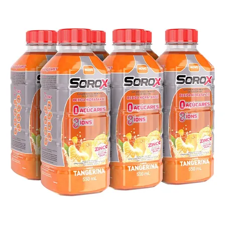 Sorox Tangerina Hidratante Zero Açúcar 8 Ions 550ml Pack C/6