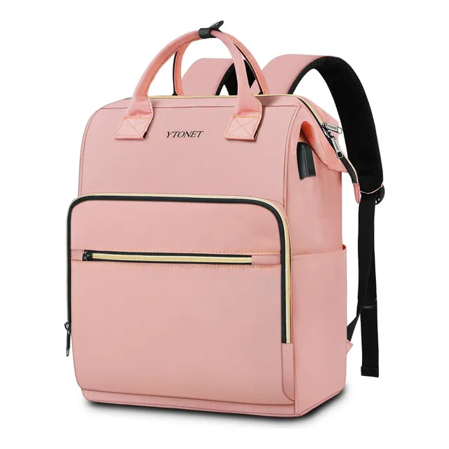 Mochila Para Portatil Ytonet De 15 Pulgadas Con Usb, Rosa