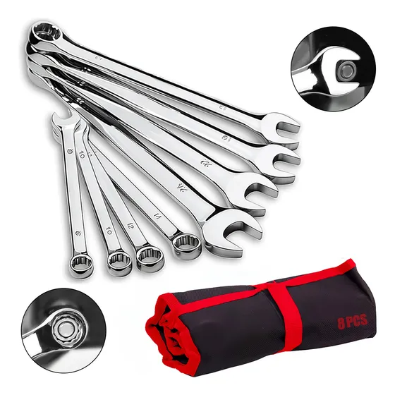 Jogo Chave Combinada 8 Pçs 8 A 22mm Boca Estrela Catraca