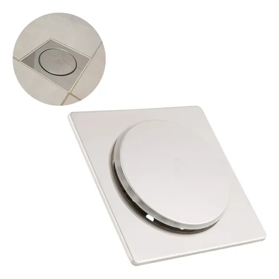 Ralo Click Para Banheiro  Abrir Com O Pe 15x15 Veda Insetos 