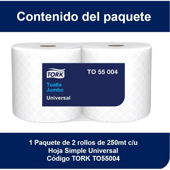 Toalla De Papel 2 Rollos × 250 Metros Tork To55004