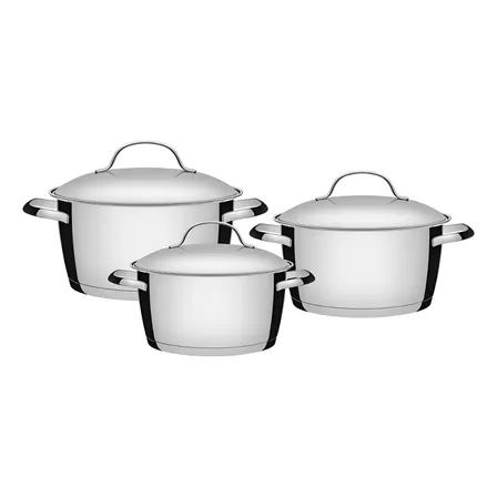 Jogo De Panelas Tramontina Inox Fundo Triplo Allegra 3 Pç