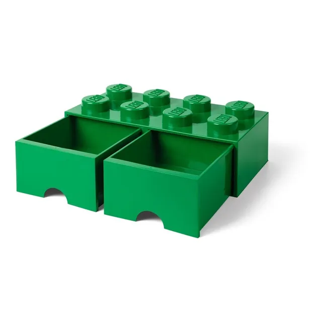Lego Bloque 2 Cajones Apilable Original Cajonera Green Verde