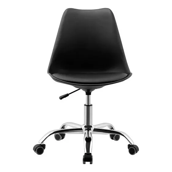 Silla de escritorio Alpina Tulip Oficina ergonómica negra con tapizado de cuero sintético