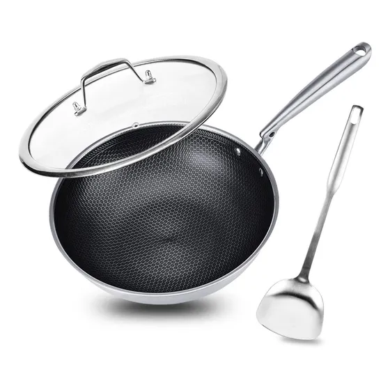 Potinv Wok Acero Inoxidable 12.5 Plgada Sarten Tapa Para