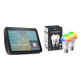 Kit Alexa Echo Show 8 Negro + Focos Led Inteligentes 2 Pack Kit Alexa Echo Show 8 Negro + Focos Led Inteligentes 2 Pack