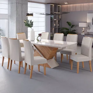 Conjunto Mesa De Jantar Retangular Eleganza 200x90cm Com Conjunto Mesa De Jantar Retangular Eleganza 200x90cm Com