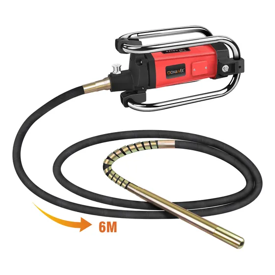 Goxawee 1600w 18000 R/min Vibrador Eléctrico De Banco Para Hormigón Con Chicote De 6m Herramienta De Vibración De Construcción G5605