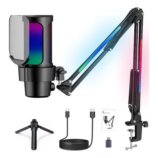 Microfone Usb Ampligame Com Rgb Braço Articulado E Trip Microfone Usb Ampligame Com Rgb Braço Articulado E Trip