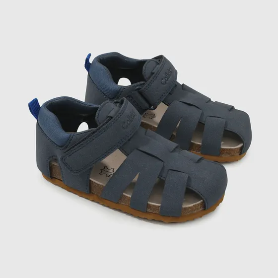 Sandalia Con Velcro De Niños Azul Colloky