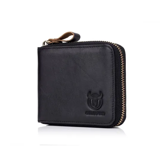 Bullcaptain - Billetera De Cuero Mate Qb-045-bk Negro