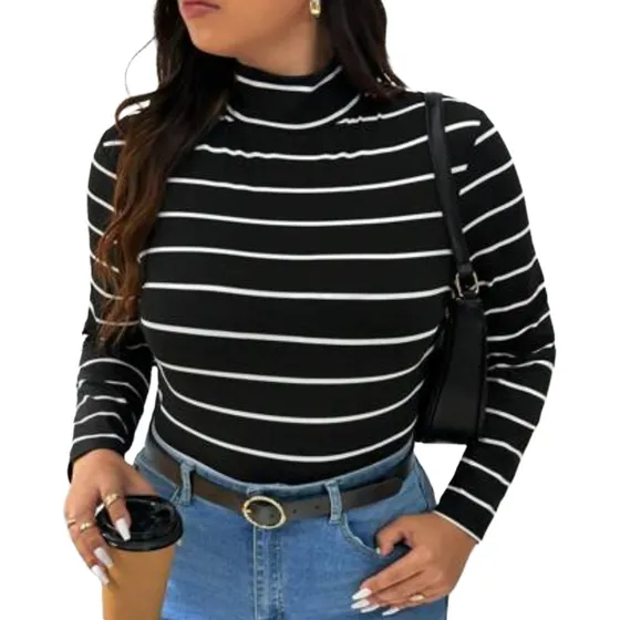 Blusa, Suéter Manga Larga Cuello Alto Para Dama 