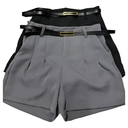 Kit 2 Shorts Feminino Alfaiataria Cinto Bolsos Tendência