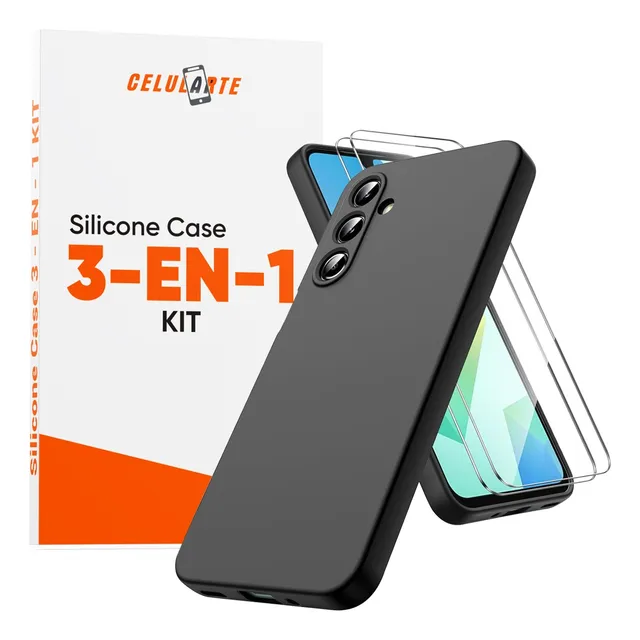 Funda Para Samsung Galaxy + 2 Micas De Cristal Templado 9d Kit 3 En 1 De Silicon