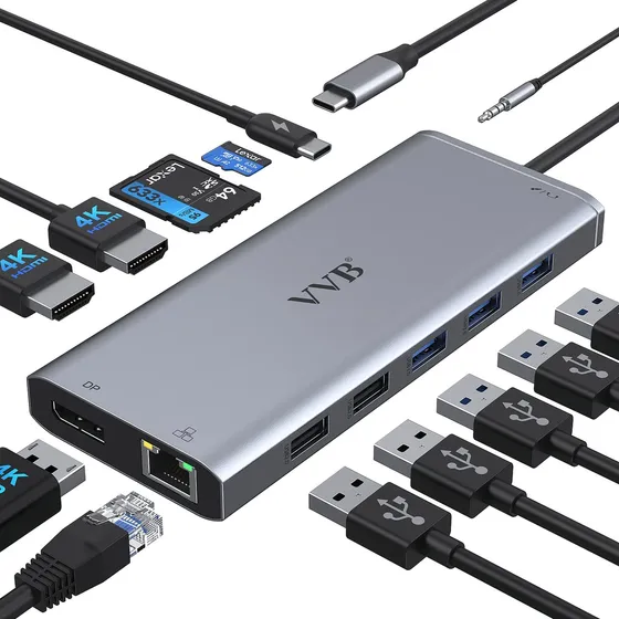Estacion Acoplamiento Usb C Para Laptop Monitor Dual Hdmi Hp