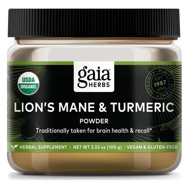 Melena De León Y Cúrcuma En Polvo Gaia Herbs 100 G Sabor Sin Sabor