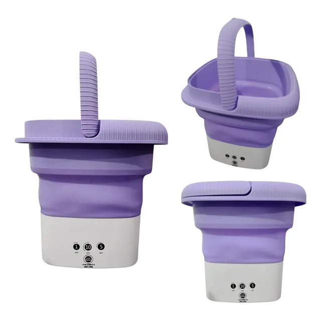 Mini Maquina Lavar Roupas Dobrável Com Alça 8 Litros Bivolt