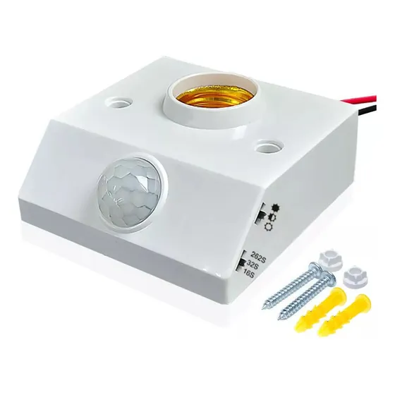 Vanance Socket Con Sensore De Movimiento 360°y Luminosidad Lámpara Grados Infrarrojo E27 Socket Para Foco Portalámpara Con Sensor Interruptor De Retardo De Luz De Inducción Ajustable 85-265v Blanco