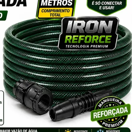 Foto de Mangueira Jardim 30 Metros Com Esguicho Trançada Mangueira Jardim 30m Metros Reforçada Flexível 7/16 Anti Mangueira De Jardim 30 Metros Dobra Irrigação Quintal Poço Lavagem Durável