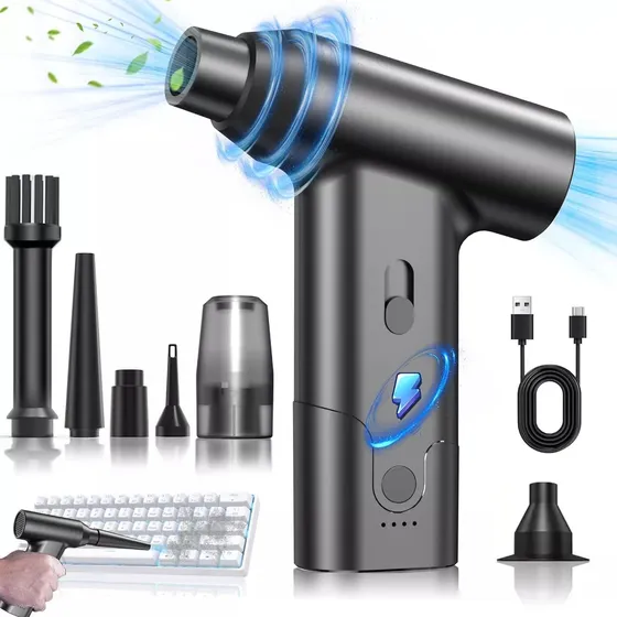 Plumero De Aire Comprimido, Plumero De Aire Eléctrico De 130000 RPM, Mini Soplador De Aire Inalámbrico Portátil Y Aspiradora Para Limpiar Teclado, PC Y Automóvil, Sin Plumero Reutilizable