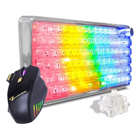 Kit Teclado Mecânico Gamer Rgb Anti-ghosting Abnt2 Led