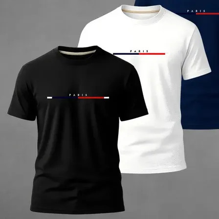Kit 3 Camiseta Camisa Estilo Casual Paris 100% Algodão